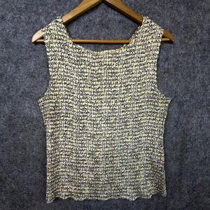 Vintage Casual Corner Annex Blouse Top Women XL Yellow Black Geometric Print